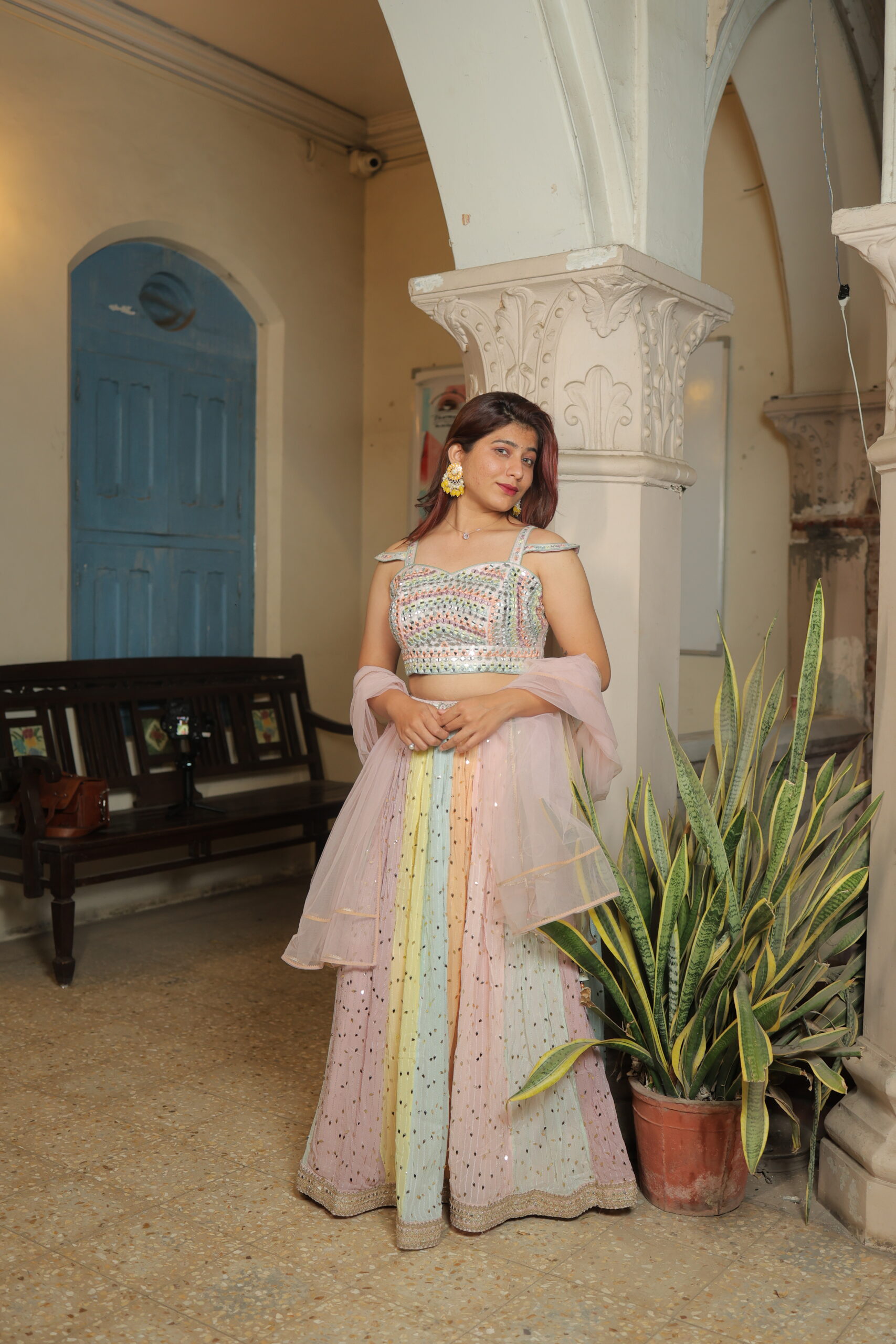 Peach Rainbow Lehenga Choli
