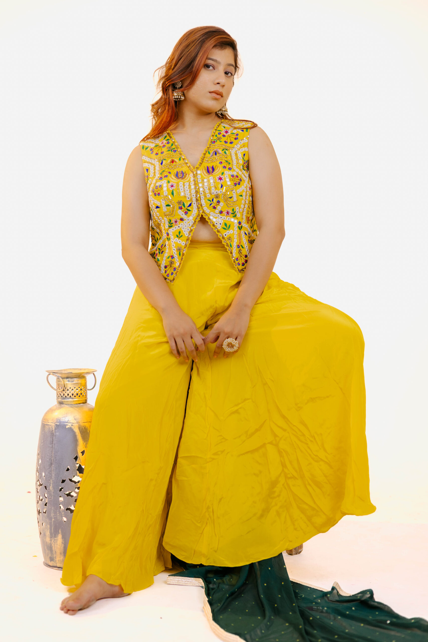 Designer Crap Top Plazo with Choker Dupatta