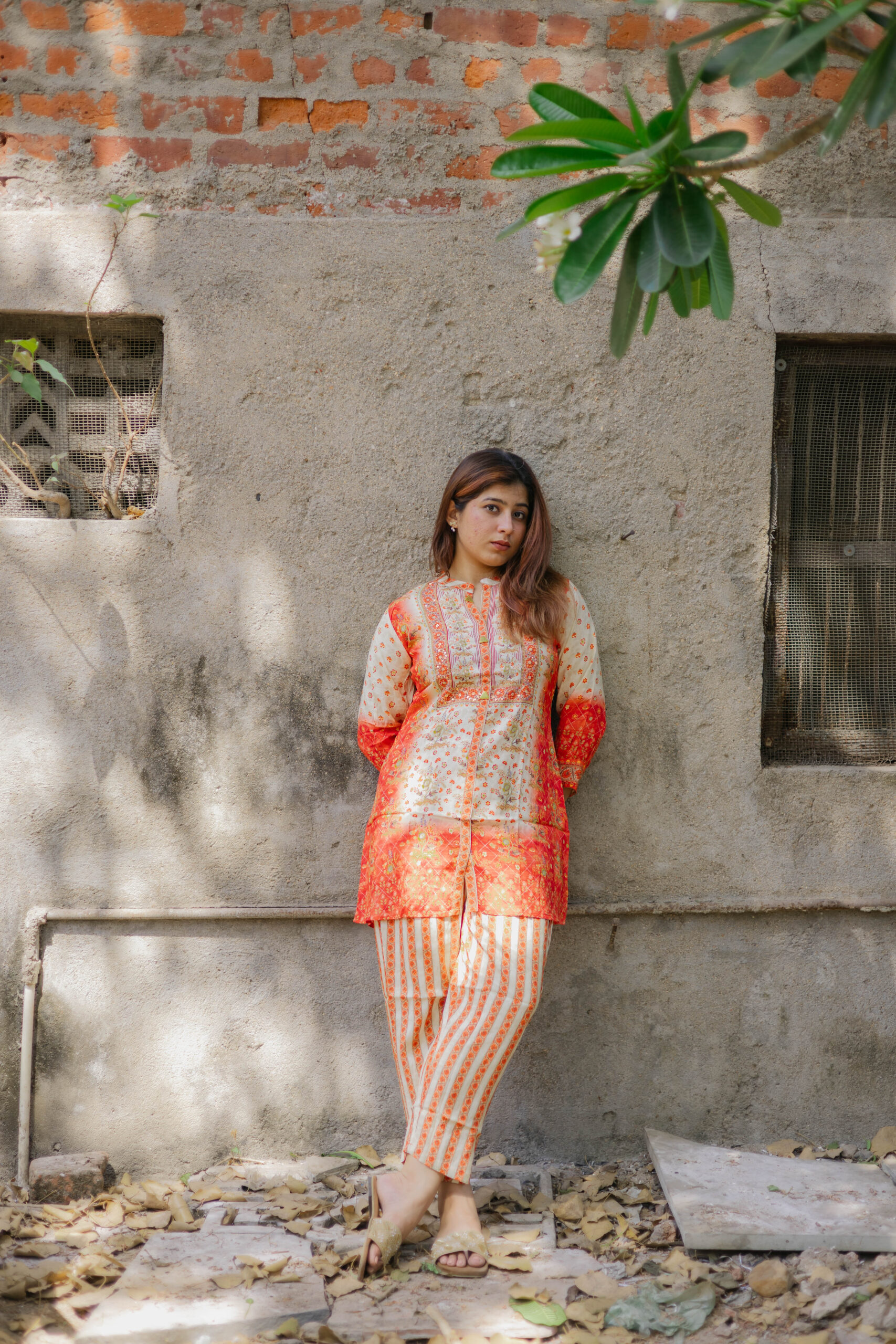 Orange & White Stripped Cord Set
