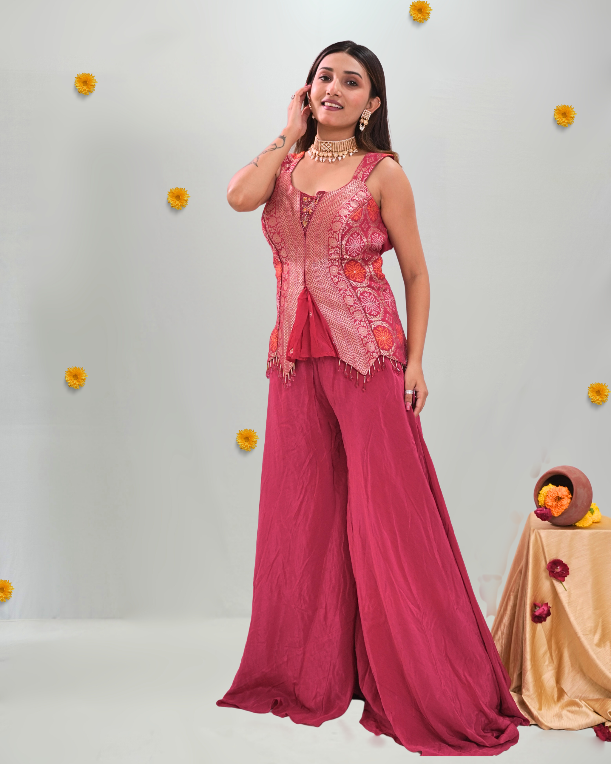 Rani Pink Designer Plazo Set