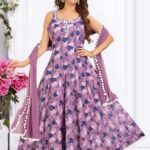 Violet Sleeveless Strap Anarkali