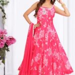 Pink Spaghetti Strap Anarkali