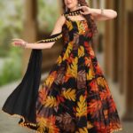 Black Spaghetti Strap Anarkali