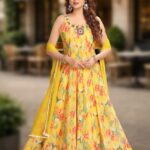 Yellow Spaghetti Strap Anarkali