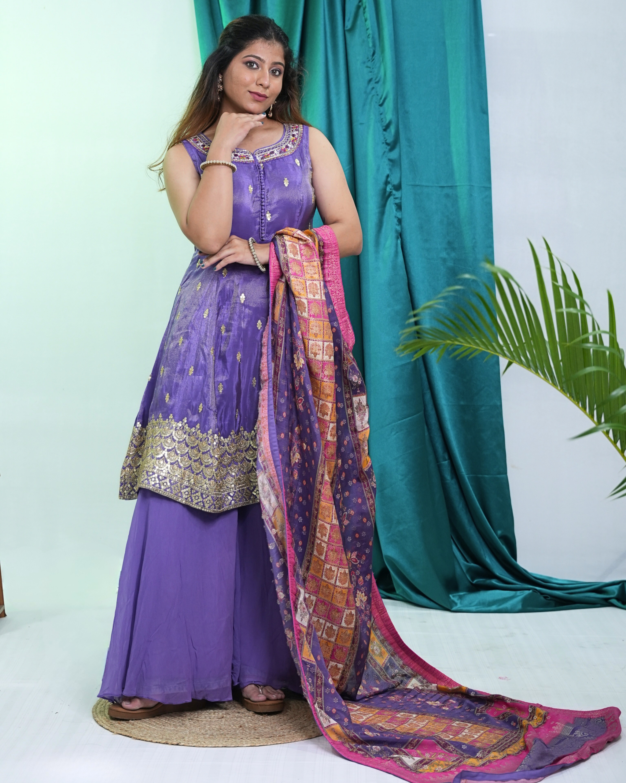 Violet Trending Short Anarkali with Dupatta