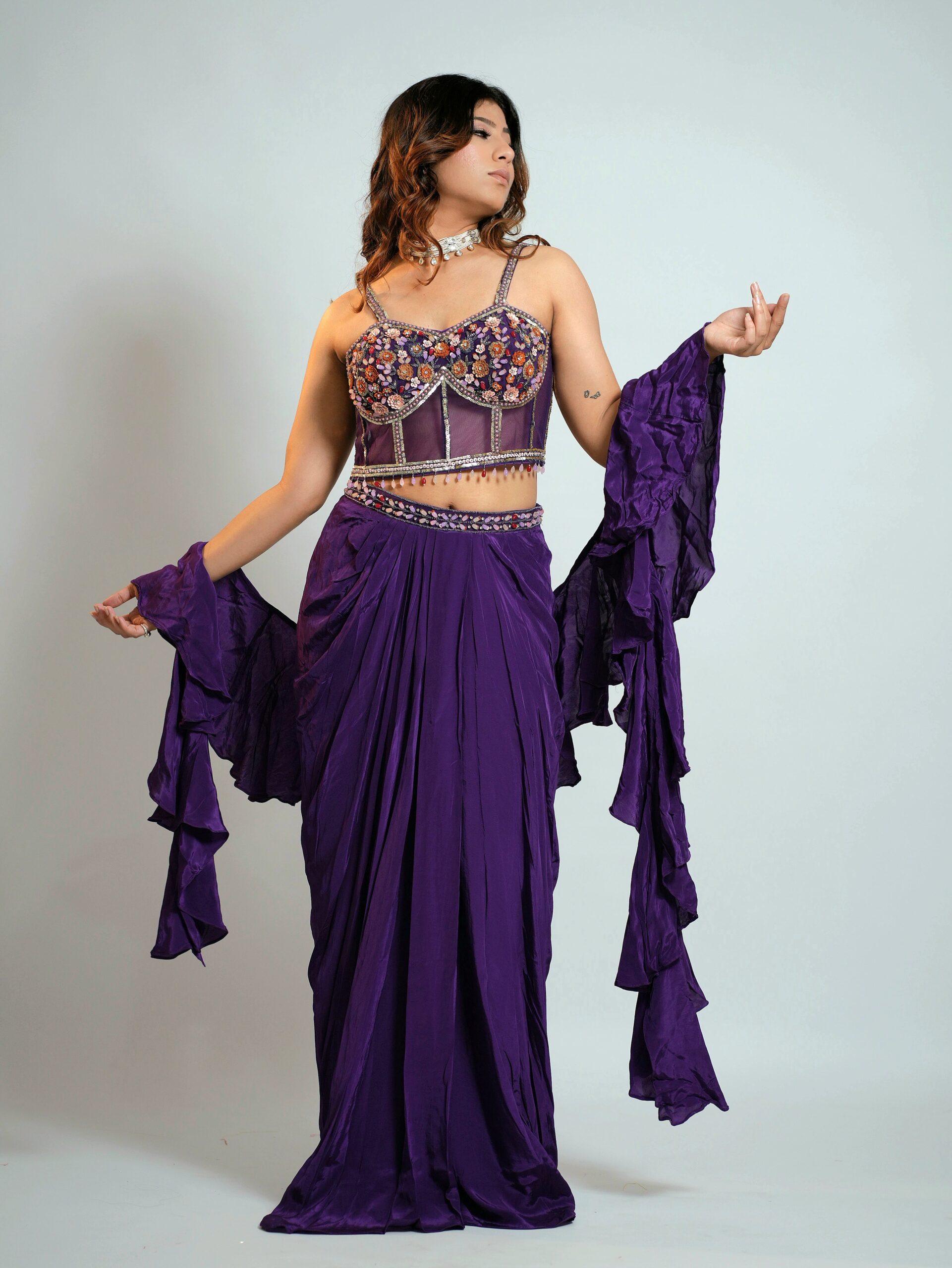 Purple Stunning Corset with Tulip Skirt