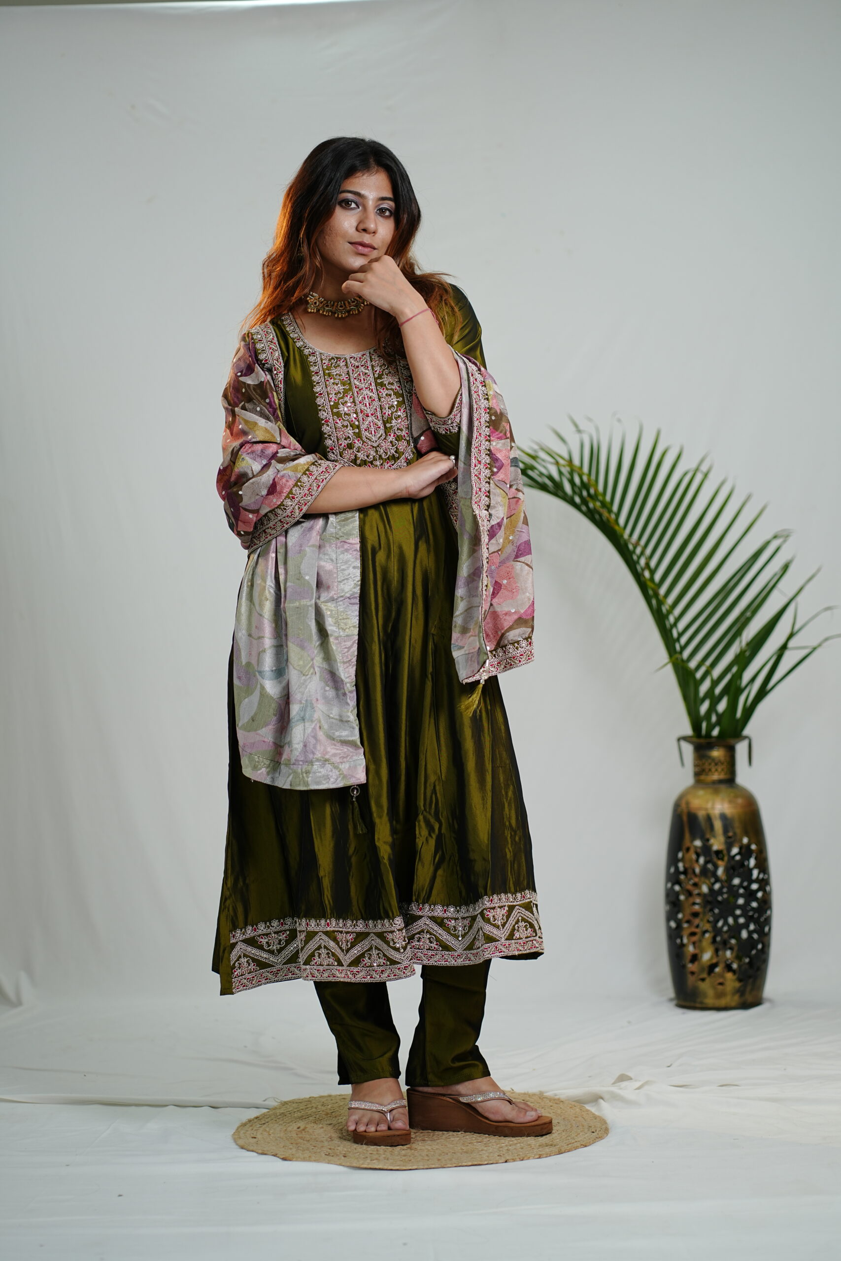 Mehndi Green Traditional Anarkali
