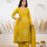 Yellow Cotton Bandhani Pant Set