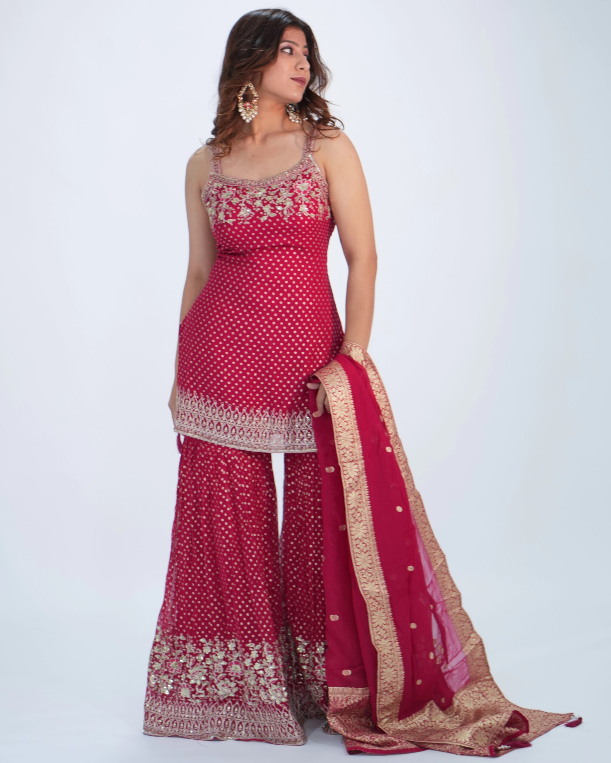 Rani Pink Spaghetti Sharara Set